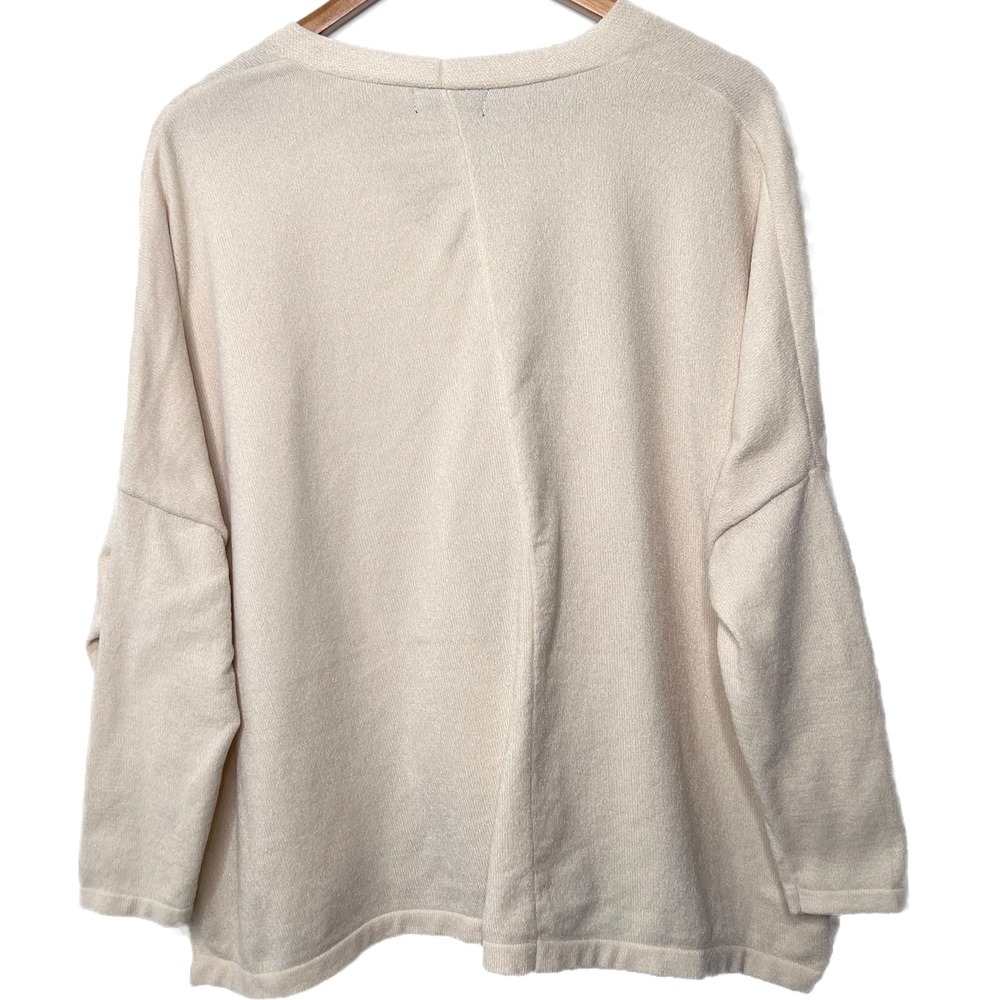 Barefoot Dreams CozyChic Womens Cardigan Cream Button 3/4 Sleeve Pockets Size M - Picture 5 of 8